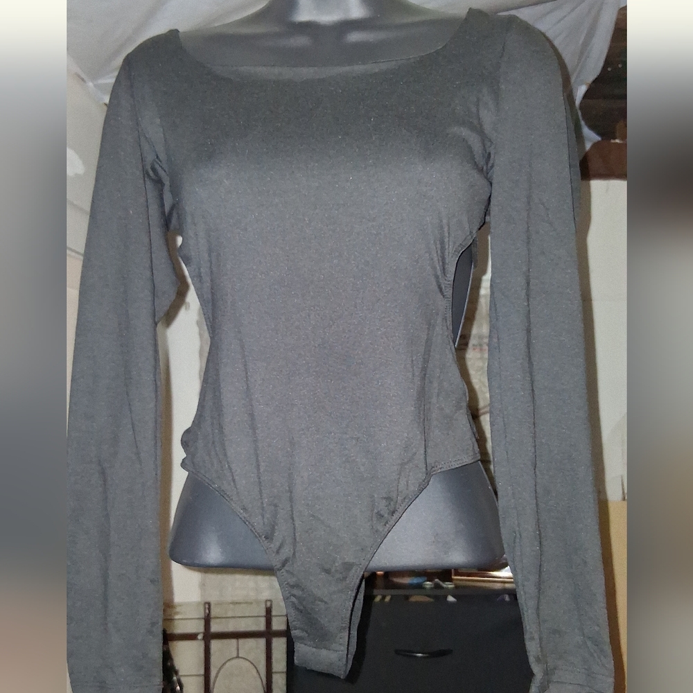 Women's Gray Long Sleeve Bodysuit